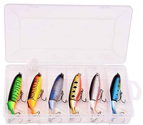 Vaorwne 6 Stücke mit Box Whopper Plopper 100 Mm 13G Schwimm Popper Fischk？Der KüNstliche Harten K？Der Wobbler Rotating Tail Angelger？T