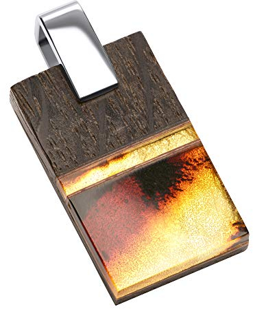 ANDANTE Premium Collection - Master of Zen - Echter Natur OSTSEE Bernstein Kettenanhänger, reines 23 Karat Gold, 925 Sterling Silber und Schwarze Eiche ** Athene ** Zertifiziert - Gold des MEERES