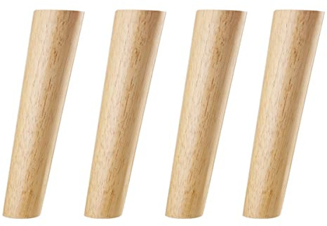 Qrity 4 PCS Wooden Furniture Legs, Oblique Tapered Replacement Sofa Feet 25CM Height with Non-slip Mat, Screws & Mounting Plate