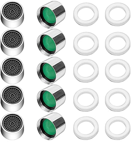 YIXISI 10 Stücke Strahlregler M22, mit 10 Dichtung, Innengewinde Wasserhahn Sieb Einsatz für Wasserhähne, Wasserhahn Mischdüse mit Edelstahl und ABS Filter