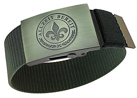 Gravurmanufaktur Berlin Hosengürtel Pfadfinder Allzeit Bereit - 4cm breit - Länge 120/130 cm - kürzbar