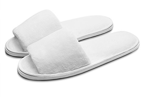 AhfuLife 5 Coppia Pantofole Hotel Bianche Aperte in Spugna - Set Monouso per Spa, Bagno, Ospiti Unisex Uomo e Donna