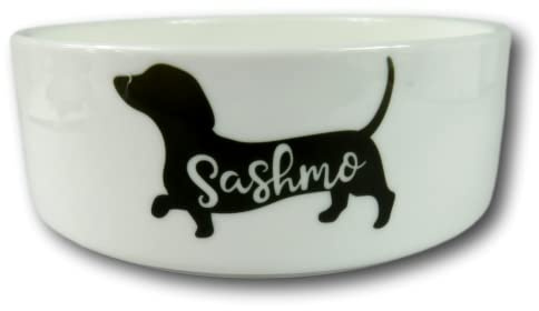 Personalised Pet Bowl | Black sausage dog | New dog present | dachshund bowl | pet bowl small animal bowl | Ceramic pet bowl | Pet Accessories (Small)