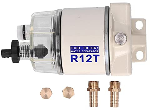 Aramox Séparateur d'eau pour Filtre à Carburant Marin, Débit 30 GPH, avec Système de Vidange Automatique, Modèle R12T