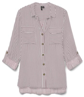 VERO MODA Dam Blus Vmbumpy L/S skjorta New Noos, Snövit/ränder: nostalgi ros, S