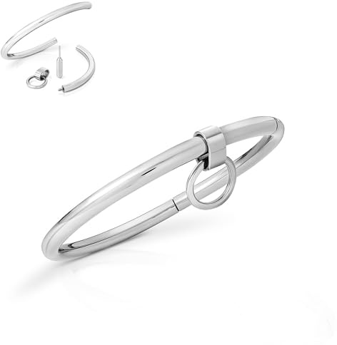BDSM Halsband Edelstahl mit abnehmbarem O-Ring - Bondage Halsreif Unisex - Halsfessel, Sklavenhalsband, Choker für Damen & Männer - Fetisch Zubehör, Rollenspiel, Sklavenspielzeug - Größen wählbar