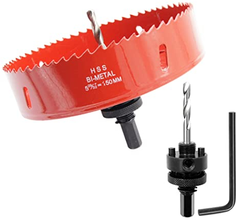Corona 150mm, LAIWEI Cortador de agujeros de eje resistente para perforar madera, perfil de aluminio, PVC y otros materiales