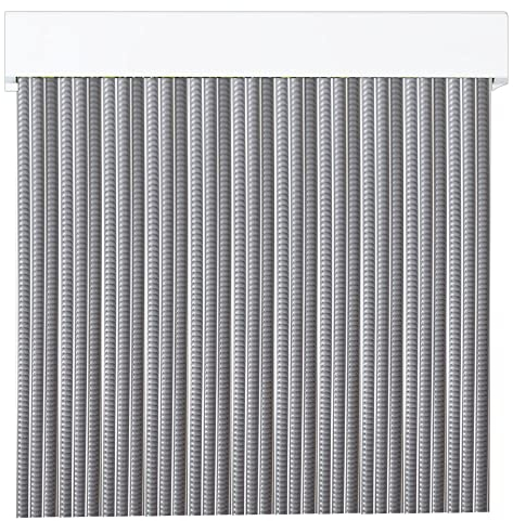 Cortinas Exterior de Cinta para Puertas | Plástico PVC y Barra Aluminio tamaños | PERTONI TENDE (Gris Y Blanco, Ancho 100cm x 210cm Largo)