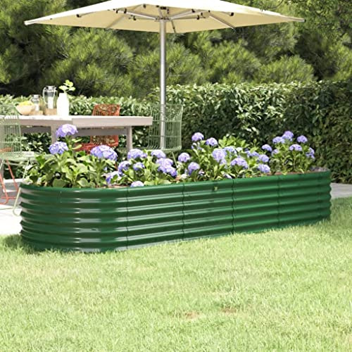 Jardinière Acier Enduit de Poudre Vert Grande Taille Balcon Potager sur Pieds