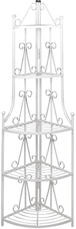 homiuse Escalera para plantas, estantería de pie, estantería de esquina, escalera de flores, estantes, soporte para plantas, soporte de metal, soporte para plantas, metal y acero blanco