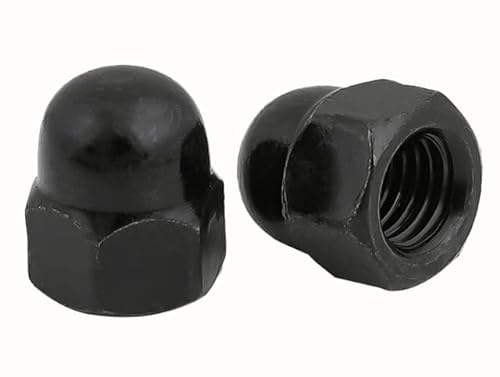 Sechskant-Hutmuttern M3 M4 M5 M6 M8 M10 M12 Kohlenstoffstahl vernickelt/schwarz verzinkt Sechskant-Hutmuttern M4 (10 Stück), schwarz verzinkt