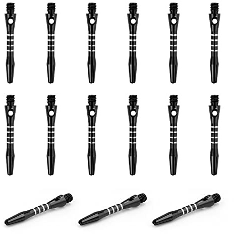 JANDH Tiges de Fléchettes en Aluminium, 15 Pièces Arbres de Fléchettes en Noir, 40mm D'accessoires de Fléchettes 2BA pour Fléchettes à Pointe Souple Ou Acier