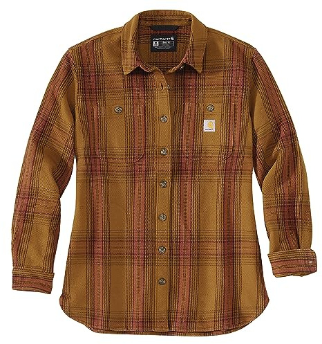 Carhartt långärmad tröja för kvinnor, Twill L/S rutig skjorta, Carhartt Brun, S