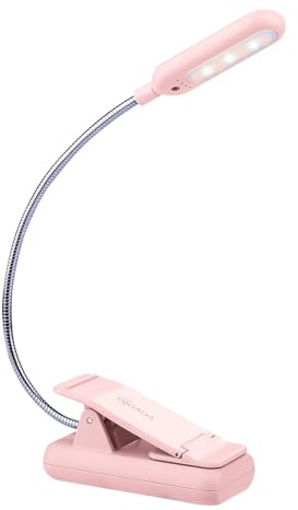VAVOFO Rechargeable Book Light, Blue Light Blocking, Amber 1600K Clip On Reading Light, Eye Care 7 LEDs Kids Book Light for Reading in Bed with Power Indicator for Bookworms (Pink)
