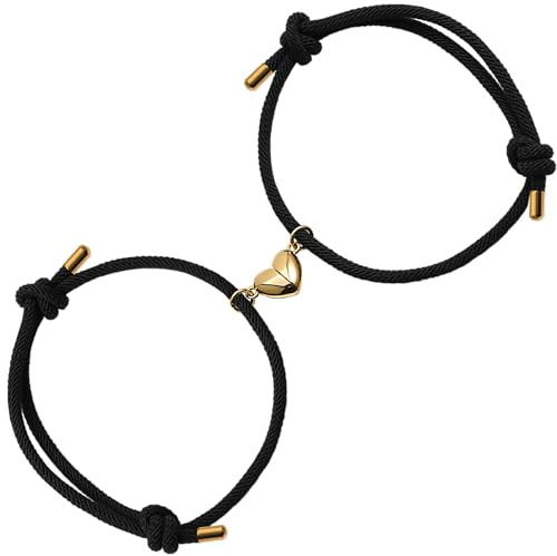 Joybands | Partner- & Freundschaftsarmbänder | 2er Set | Magnetische Edelstahl-Herz Hälften - Geschenkverpackung inklusive | Für Paare & Verliebte