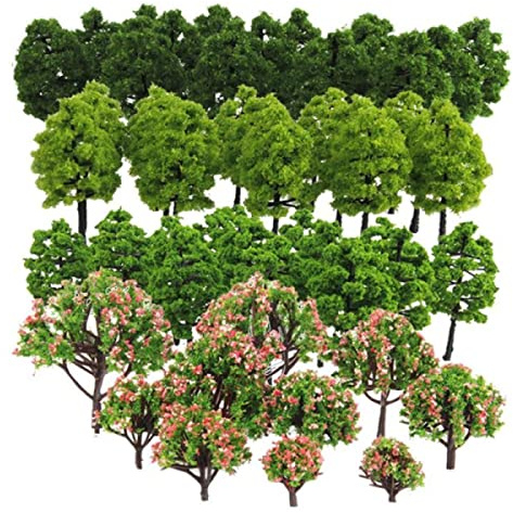 YUANGANG 70 pièces Arbres modèles 1: 75/1: 100 Ho Z TT échelle Disposition Train Jardin Parc bâtiments