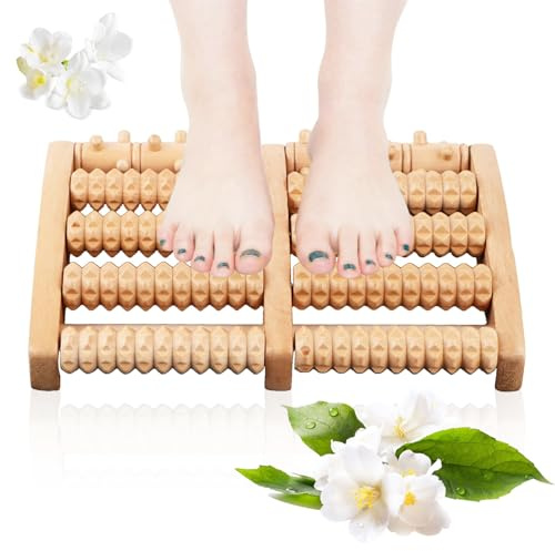 Fußmassagegerät Fussmassageroller, Fußmassageroller Holz, 10,62 x 7,48 x 1,8 Fußmassage zur Stressreduzierung Entspannung Fersensporn und Plantarfasziitis für Zuhause & Büro