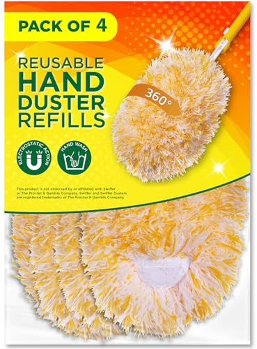 Millifiber Wiederverwendbare Mikrofaser-Nachfüllpackungen für Swiffer Handstaubwedel, 360 Grad Trockenstaubwedel, robuste Nachfüllpackungen, 4er-Pack (Griff ist Nicht im Lieferumfang enthalten), nur