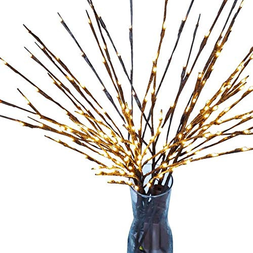 Topiky 20 LED Astlichter, warmweiß, 77 Cm Länge, Batteriebetrieben, Biegbare Zweige, Vasendekoration, Schaufensterdekoration mit Verstecktem Kabel und Batteriekasten, 2 Modi (Wie gezeigt)