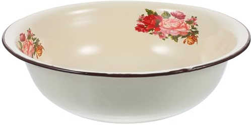 BESTonZON Bacinella Stile Retrò Old-fashioned Vintage Grande Capacità Cucina Smaltata per Stili multipli Design Antiscivolo Sicuro Lavare Riso, Frutta e Verdura