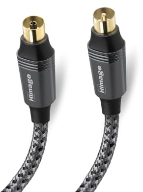 HImage cavo antenna coassiale 9.5mm, maschio femmina, connettori dorati 24K, rivestito in tessuto, 135 dB, doppia schermatura, adattatore incluso, 1.5m di lunghezza