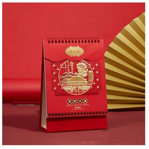 GLigeT Schreibtischkalender 2024 Chinesisches Drachenjahr Einfacher Tischkalender Mini-Desktop-Papierkalender Tagesplaner Tischplaner (Color : A16)