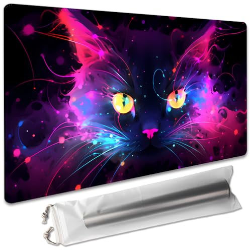 SIXTORE Board Game 14x24in TCG Playmat Compatible for CCG OCG DTCG PTCG MTG Play Mats,Mouse pad Desk Mats (Colorful Cat 2)