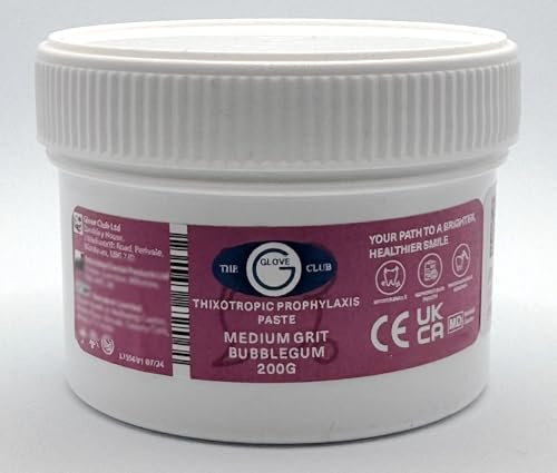 Glove Club Ltd Prophy Paste Thixotropic Bubblegum 200gram Medium Grit Pink Teeth Polishing Cleaning Stain Removal