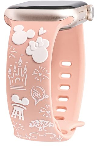 BEEXI Cartoon Engraved Strap Compatible with Apple Watch Strap 41mm 40mm 38mm Women Drip Glue Cute Soft Silicone 3D Band for iWatch Series 11 10 9 8 7 6 5 4 3 SE(3 2 1)