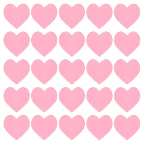 QUARKZMAN Herzförmige Pom Pom Herzen aus Filz für Valentinstag Basteln 5 cm x 5 cm für Heimdekoration Party Basteln Kunst, Pink, Packung mit 100