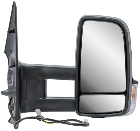Außenspiegel Rechts Spiegel Langer Arm Elektrisch und Beheizbar Manuelle Einklappbar Mattschwarz Abdeckung Kappe Für Mercedes Sprinter 907/910 2019-2024