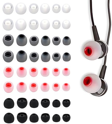 48 Pièces Embout d'Oreille de Remplacement en Silicone Embout d'Écouteur Embout d'Oreille S/M/L 3 Tailles Accessoires pour Casque Coussinet de Remplacement Intra-auriculaire avec Sac de Rangement