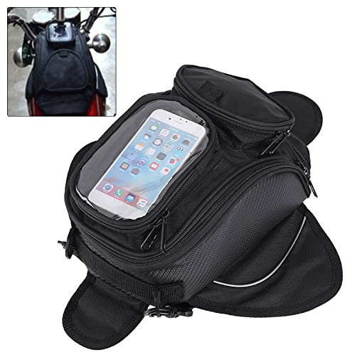 WPKD BLUEIY Motorrad Tankrucksack, wasserdichte Universelle Motorrad Satteltaschen mit Durchsichtiger Handytasche, Starke Magnet und Schnallenbefestigung Viele Taschen Kraftstofftanktasche