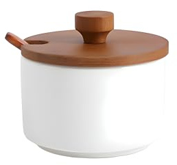 OnePine 220ml/7.74 oz Sucrier céramique, sucrier moderne avec couvercle et cuillère, boîte à épices et condiments pour sucre thé sel café epices