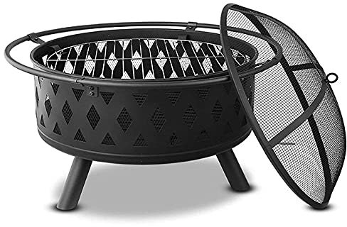 XZHOOQP Mesa de leña para fogatas, Parrilla para fogatas, Cuenco 2 en 1, Chimenea para fogatas, Barbacoa en la Naturaleza con Rejilla para Parrilla, Patio Trasero, jardín, Chimenea para cámara
