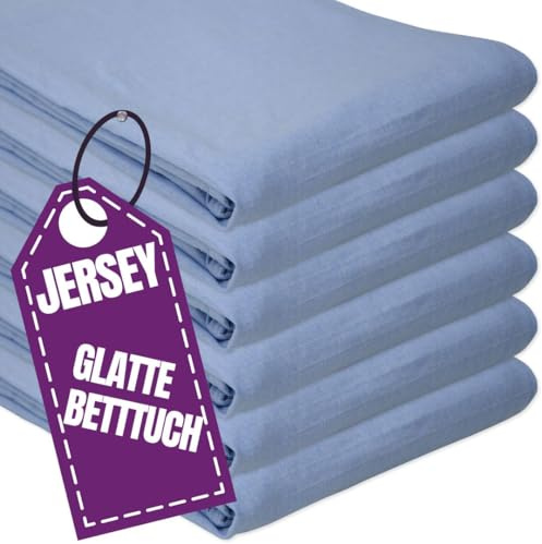 Jersey Bettlaken 160x200 cm 100% Baumwolle Himmelblau ohne Gummizug