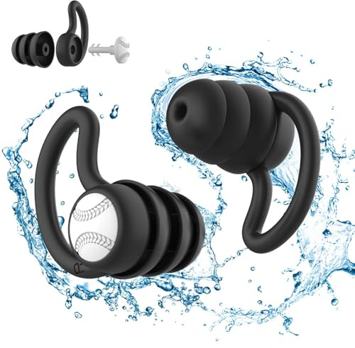Lot de 1 paires de bouchons d'oreille pour adultes - En silicone souple - Imperméables et réutilisables - Pour la douche, la natation, le surf (Noir 1 paire)