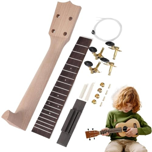 Yulokdwi Ukulele-Bausatz, Bauen Sie Ihren eigenen Gitarrenbausatz,Ukulele-Kit mit Installationswerkzeugen und Montageanleitung - -Ukulele-Hals-Installationswerkzeuge zum Bau Ihrer eigenen Ukulele