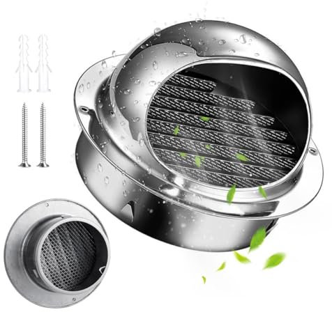 Griglia Di Ventilazione A Sfera In Acciaio Inox 201, Per Ventilazione A Parete Esterna, Griglia Di Scarico Rotonda Per Residenza Ufficio Negozi(190mm/7.5in)