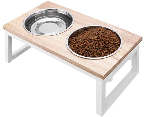 Navaris Comedero grande plegable para mascotas, soporte elevado de madera cuencos para comida y agua, mejor postura, capacidad 800