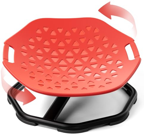 KidBloom Sedia Girevole Bambini Sensoriale con Maniglie, Giochi Sensoriali Autismo, Sedia Girevole con Base Antiscivolo e Rotazione a 360° (Rosso)