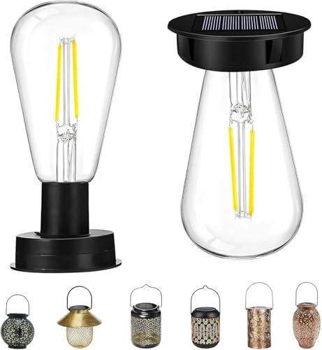 Solarleuchten Ersatzteile Solar Glühbirnen für Draußen Wetterfest Garten Solarleuchten Ersatz Top mit Heller LED Glühbirne Solar Ersatzdeckel Solarpanel für Solarlaterne Solarlampen Außen (8cm-2PCS)