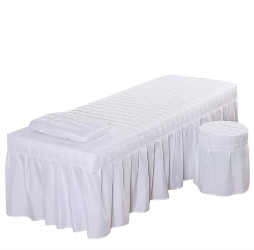 1 Stück Bettlaken nur, solide Matratze for Massageliege im Schönheitssalon, hautfreundliche Massage-SPA-Liege, voller Bezug mit Loch für Massagetische(White,190x80 bedskirt only)