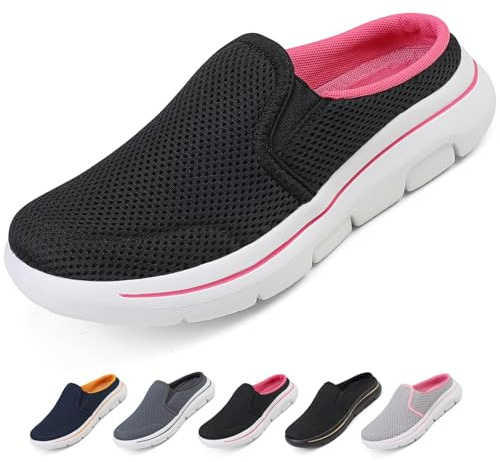 Ulicox Sabot Femme Homme Mules Souple Confortable Chaussons de Jardin Pantoufle Respirante Antidérapant Chaussures Nior Rose 39