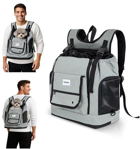 ALLSOPETS Katzenrucksack Vorne, Verstellbarer Haustier-Rucksack für kleine Hunde und Katzen, Atmungsaktive Tragetasche mit Mesh für Reisen Camping Wandern (Vulkanasche)