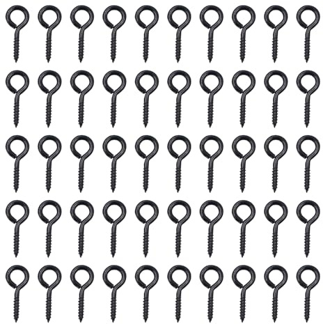 50 viti con occhiello con filettatura in legno, vite ad anello, occhielli a vite, gancio a vite per legno, vite oculare, gancio a vite multifunzione, robusto e durevole, per una vasta gamma di