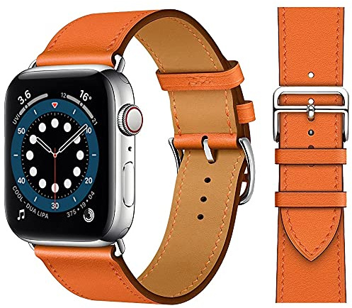 Fsavlroy Bracelet Cuir Compatible avec Apple Watch 46mm 42mm 41mm 45mm 40mm 44mm 49mm,Fin Cuir Véritable Bracelet pour iWatch Ultra 3/2/1 Series 11/10/9/8/7/6/5/4/(SE 3 2 1)