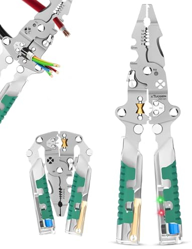 NIEFARG 8 In 1 Wire Stripping Pliers with Voltage Tester, Foldable Multi-Function Wire Stripping Pliers, Pinzas Para Electricista, Wire Stripper Twister for Wire Stripping Crimping