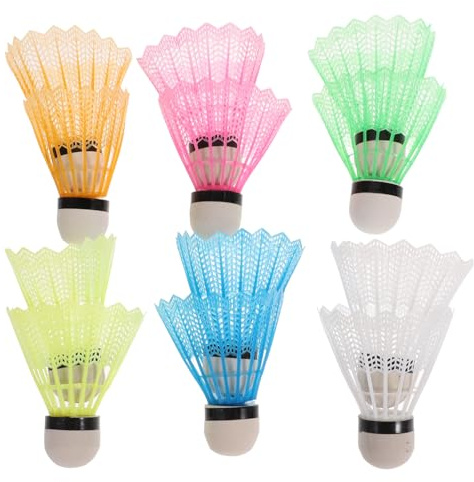 MUELODSIC 12 Nylon Federbälle aus Kunststoff für Badminton, Hohe Stabilität | Trainingsbälle für Indoor und Outdoor, Langlebig und Formstabil für Badmintonliebhaber