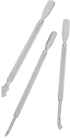 WOONEKY 3 Piezas Herramienta de Manicura Acero Inoxidable Empujador y Raspador de Cutículas Doble Punta Removedor de Piel Muerta para Uñas de Manos y Pies Profesional y Resistente la